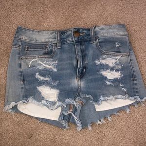 American Eagle Light Wash Ripped Shorts
